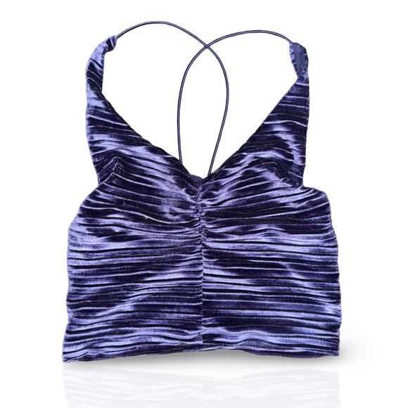 Urban Outfitters Purple Velvet Ruched Crop Top Size M Y2K Party Tank - Picture 1 of 5